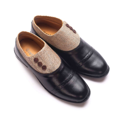 Black Almond Men's Leather Shoe