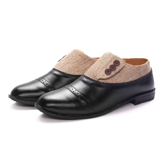 Black Almond Men's Leather Shoe