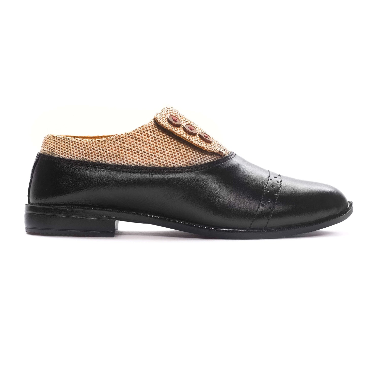 Black Almond Men's Leather Shoe