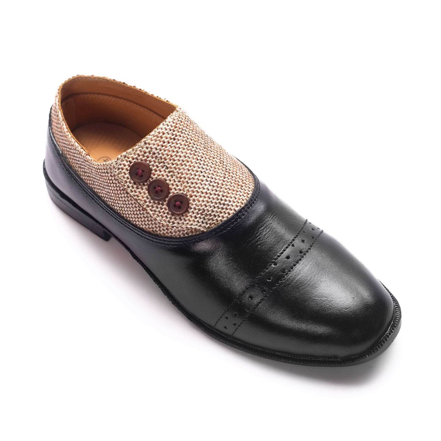 Black Almond Men's Leather Shoe