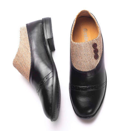 Black Almond Men's Leather Shoe