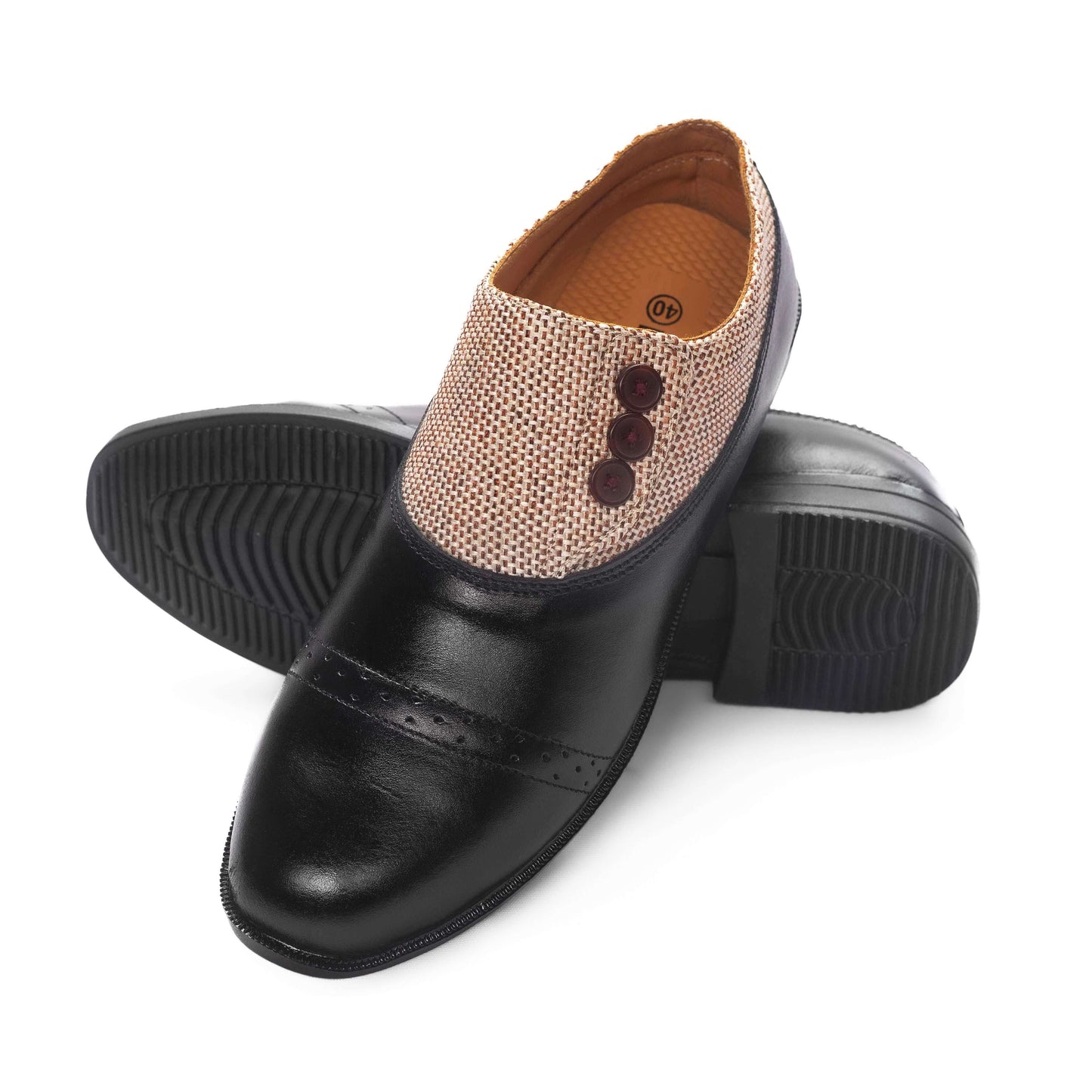 Black Almond Men's Leather Shoe