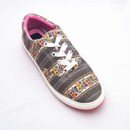 Metallic Motif Women's Canvas Shoes