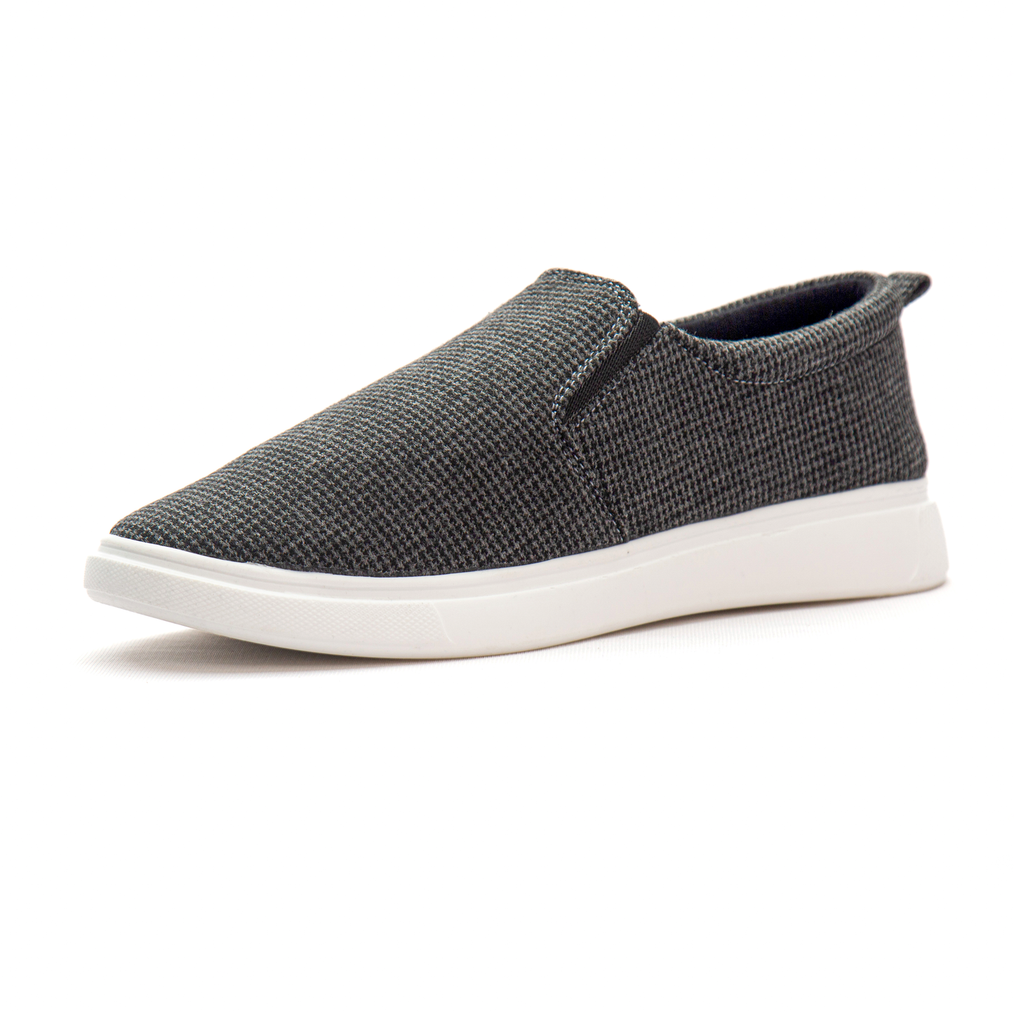 Charcoal Grey Check Men's Slip-on Canvas Shoe