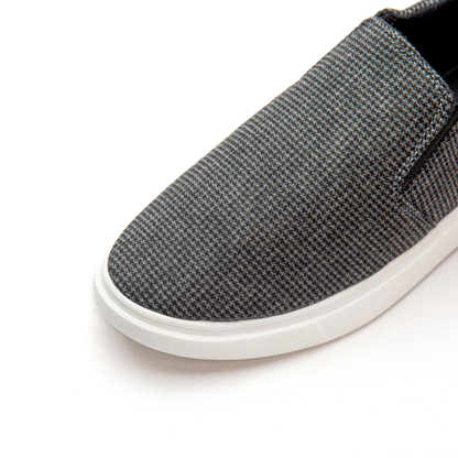 Charcoal Grey Check Men's Slip-on Canvas Shoe