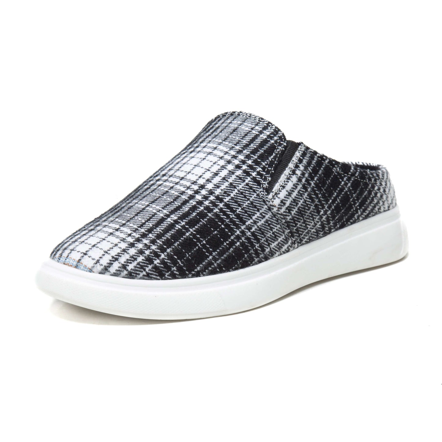 Black n White Grid Men's Canvas Half Shoe