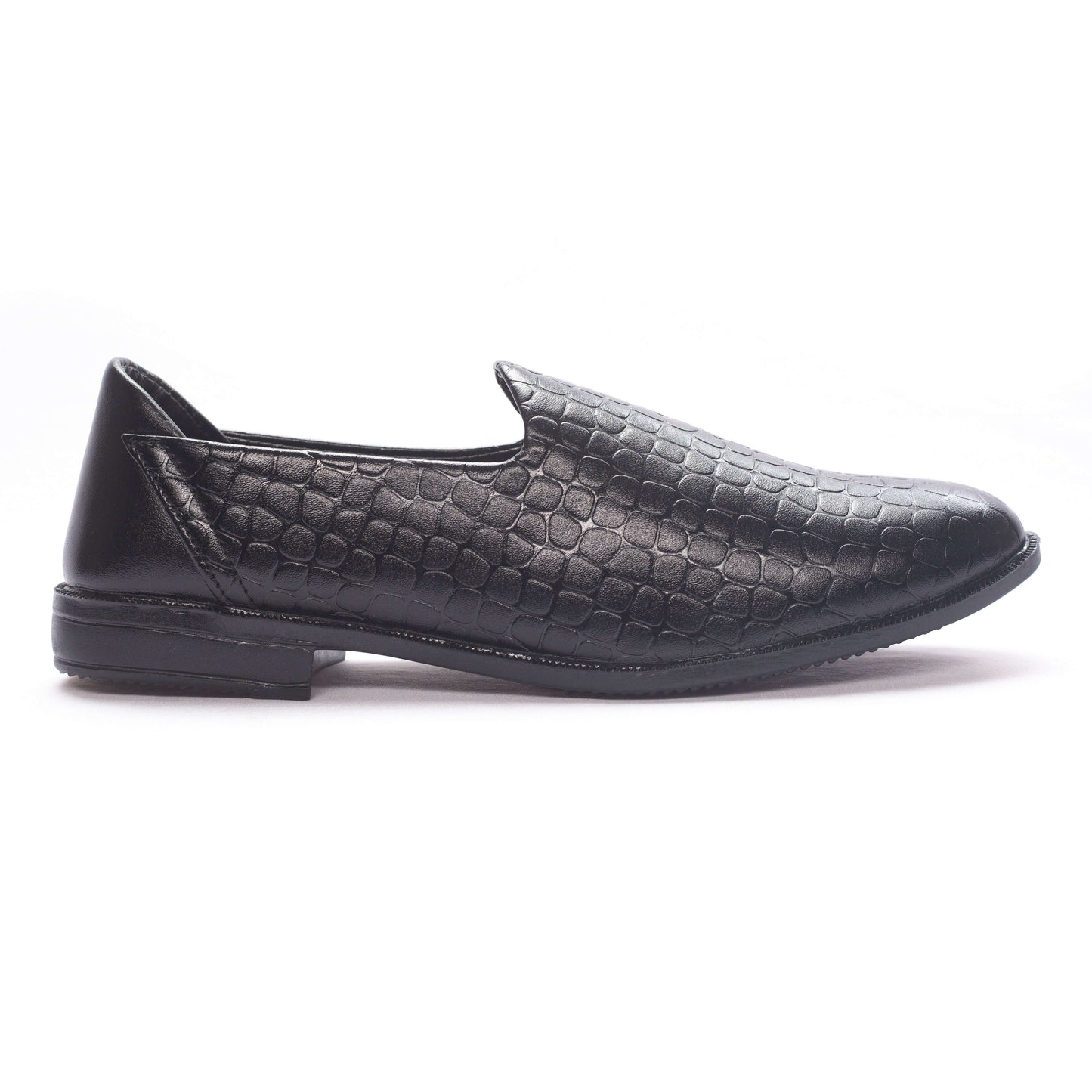 Croco Black Men's Leather Shoe