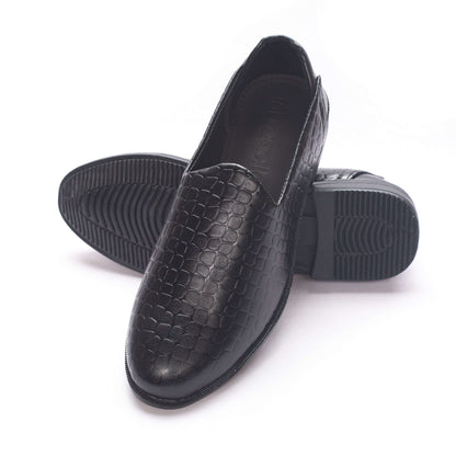 Croco Black Men's Leather Shoe